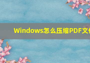 Windows怎么压缩PDF文件