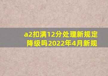 a2扣满12分处理新规定降级吗2022年4月新规