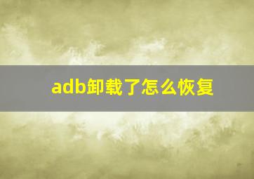 adb卸载了怎么恢复