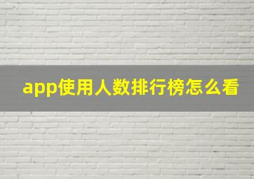 app使用人数排行榜怎么看