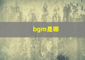 bgm是哪