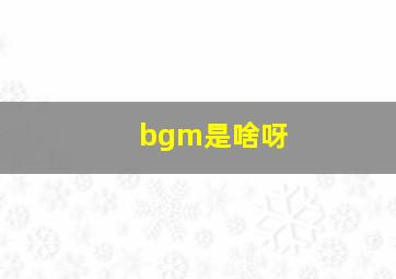 bgm是啥呀