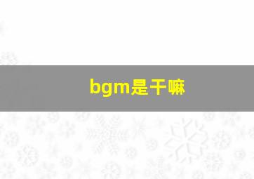 bgm是干嘛