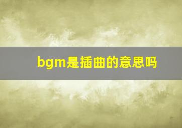 bgm是插曲的意思吗