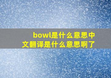 bowl是什么意思中文翻译是什么意思啊了