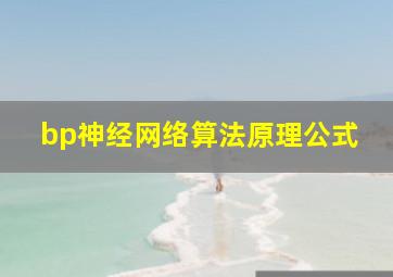 bp神经网络算法原理公式