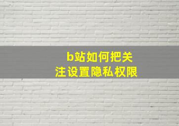 b站如何把关注设置隐私权限