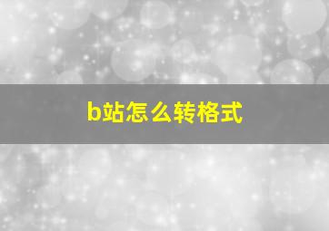 b站怎么转格式