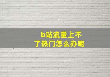 b站流量上不了热门怎么办呢