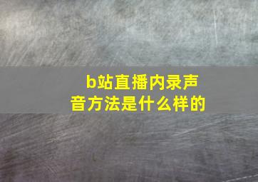 b站直播内录声音方法是什么样的