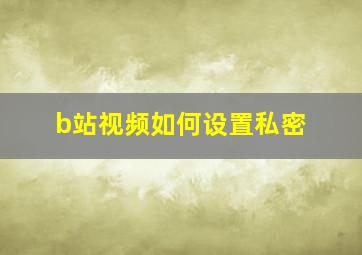 b站视频如何设置私密