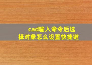 cad输入命令后选择对象怎么设置快捷键