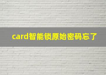 card智能锁原始密码忘了