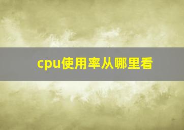 cpu使用率从哪里看