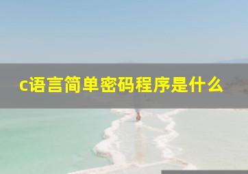 c语言简单密码程序是什么