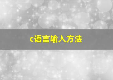 c语言输入方法