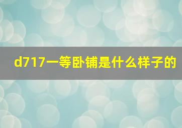 d717一等卧铺是什么样子的