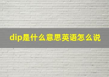 dip是什么意思英语怎么说