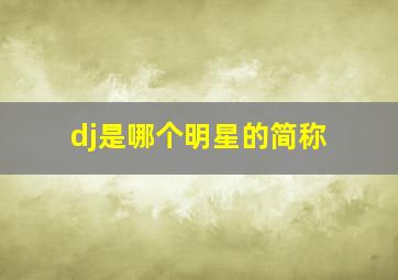 dj是哪个明星的简称