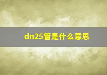 dn25管是什么意思