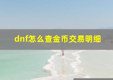 dnf怎么查金币交易明细