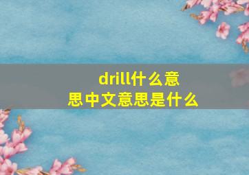 drill什么意思中文意思是什么