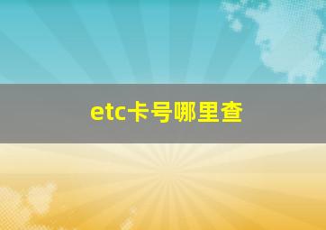 etc卡号哪里查