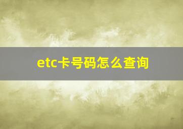 etc卡号码怎么查询