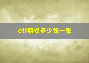 etf期权多少钱一张