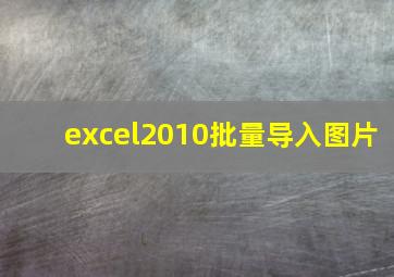 excel2010批量导入图片