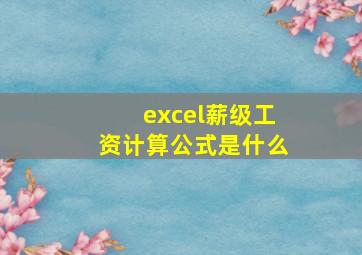 excel薪级工资计算公式是什么