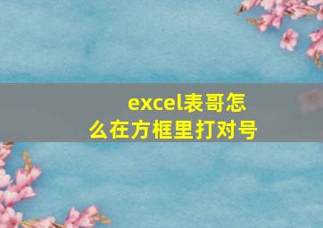 excel表哥怎么在方框里打对号