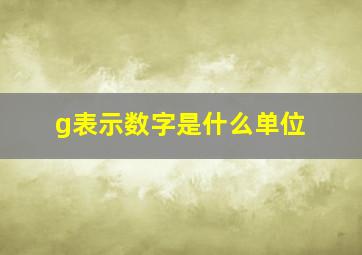 g表示数字是什么单位