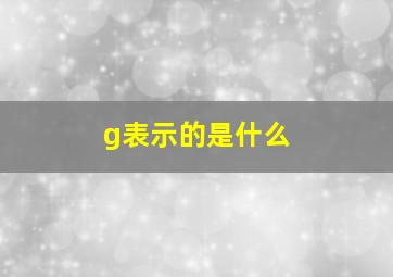 g表示的是什么