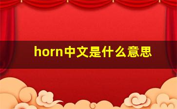 horn中文是什么意思