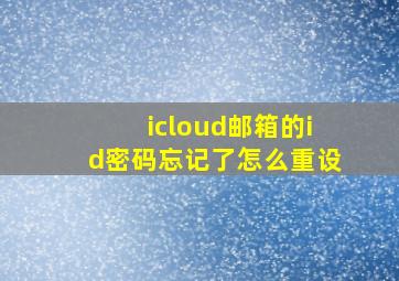 icloud邮箱的id密码忘记了怎么重设