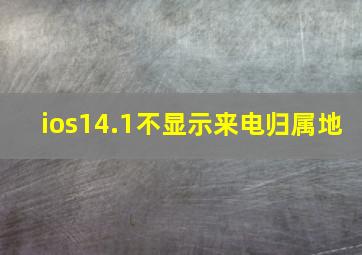 ios14.1不显示来电归属地