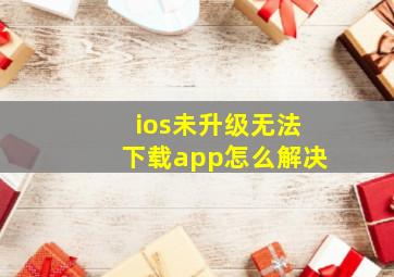 ios未升级无法下载app怎么解决