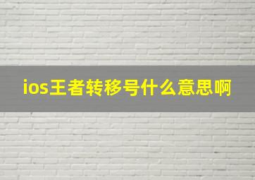 ios王者转移号什么意思啊