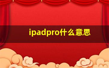 ipadpro什么意思