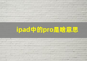 ipad中的pro是啥意思