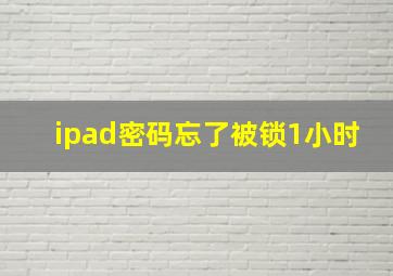 ipad密码忘了被锁1小时