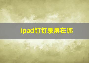 ipad钉钉录屏在哪