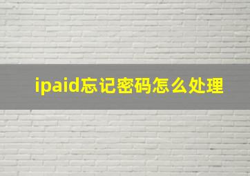 ipaid忘记密码怎么处理