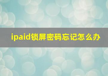 ipaid锁屏密码忘记怎么办