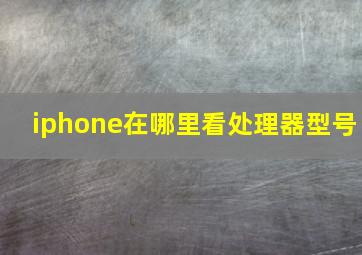 iphone在哪里看处理器型号