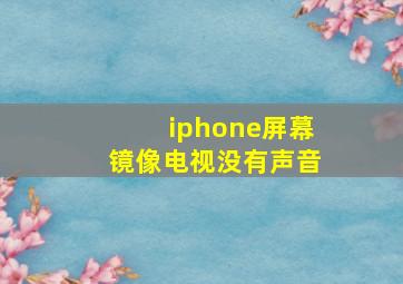 iphone屏幕镜像电视没有声音