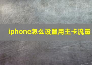 iphone怎么设置用主卡流量