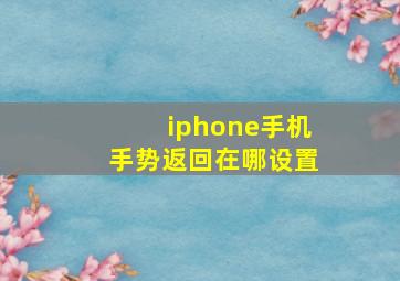 iphone手机手势返回在哪设置