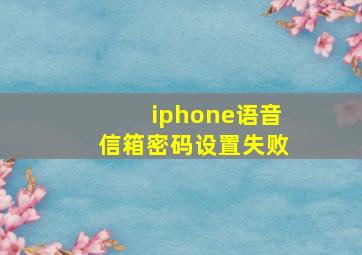 iphone语音信箱密码设置失败